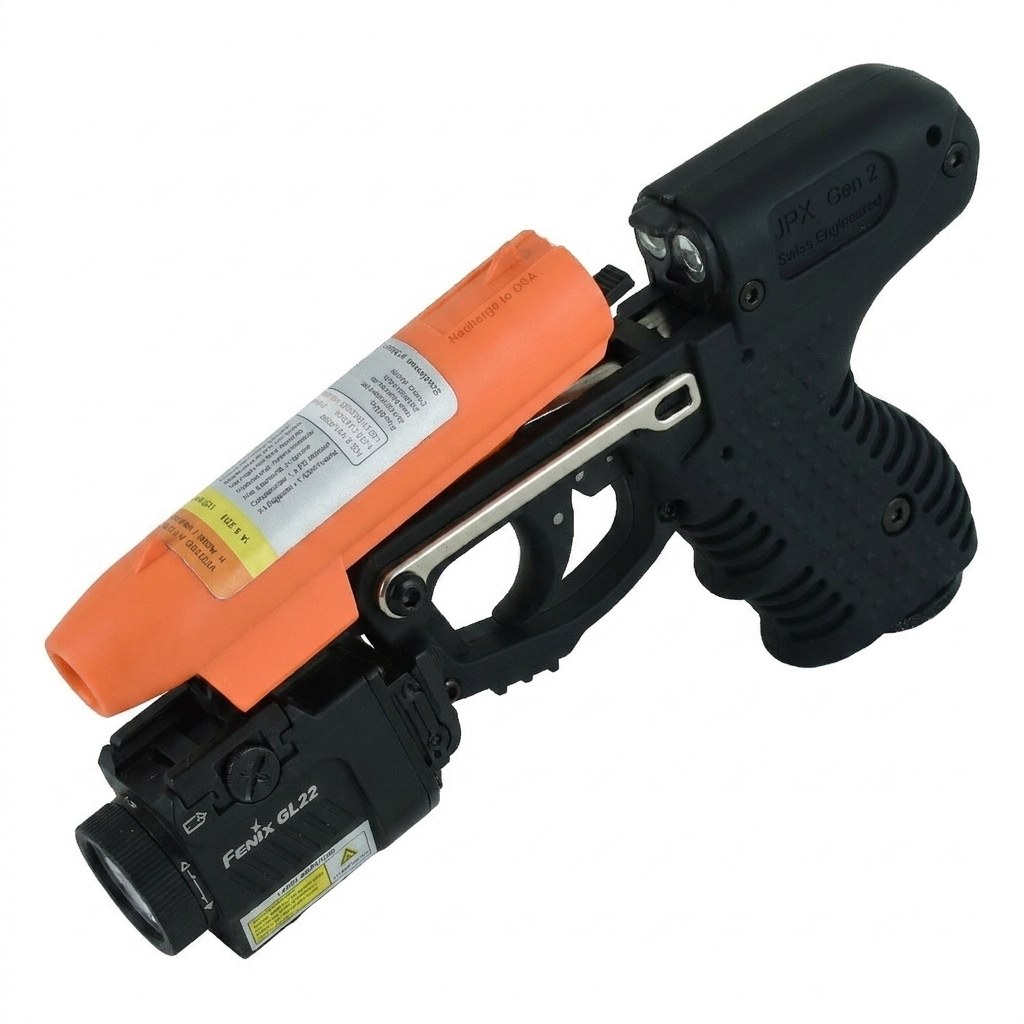 Dettaglio della cartuccia arancione Piexol inserita nel vano del dispositivo JPX2 BLACKHAWK Edition