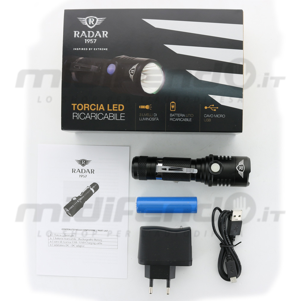 Torcia LED ultra potente, professionale e ricaricabile