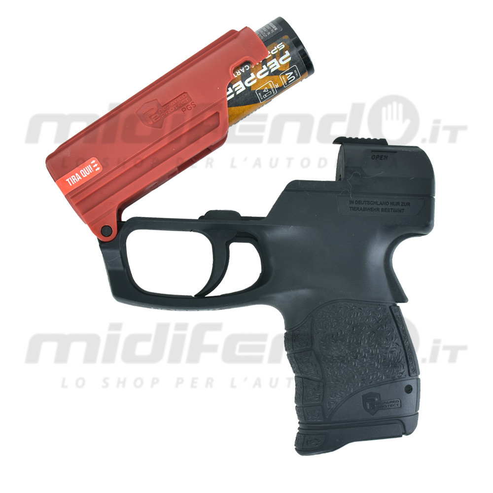 Pistola spray antiaggressione Umarex Walther PGS nera e rossa con cartuccia al peperoncino, compatta e ricaricabile